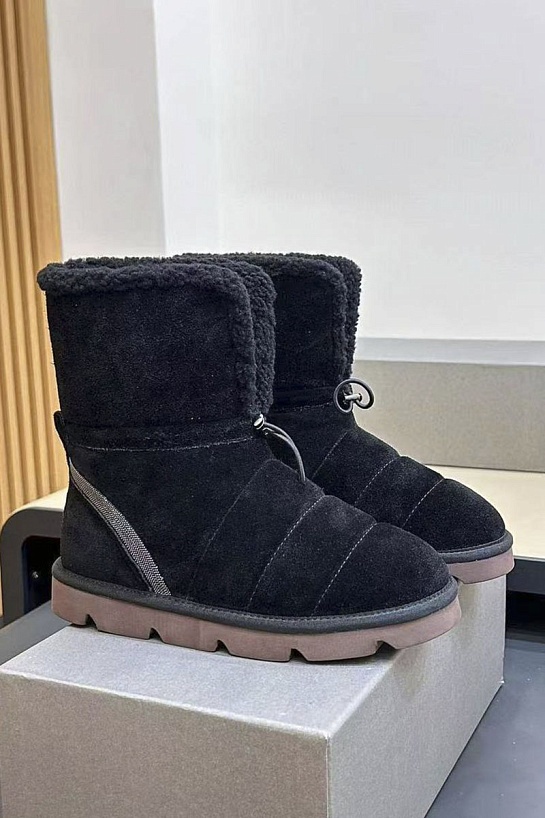 Женские замшевые угги с мехом Brunello Cucinelli Monili Premium