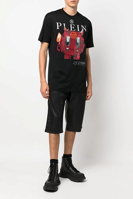 Чёрная футболка со стразами Philipp Plein Lil Diablo