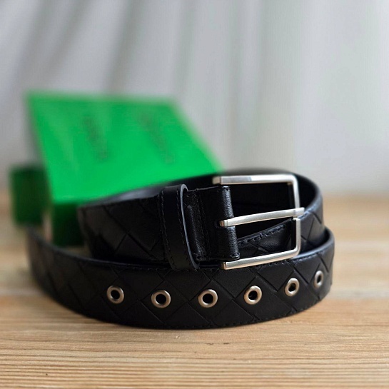 Кожаный чёрный ремень Bottega Veneta - длина 100 / 105 см