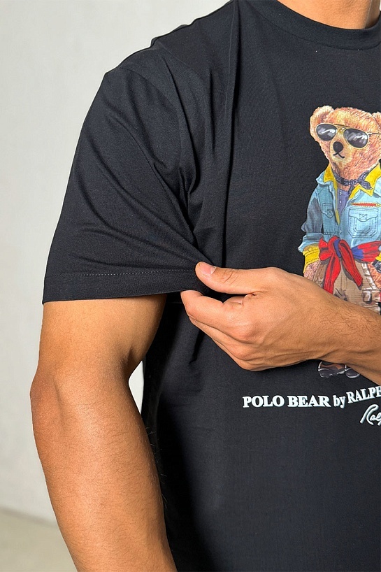 Мужская чёрная футболка Роlо Ralрh Lаurеn "Bear"
