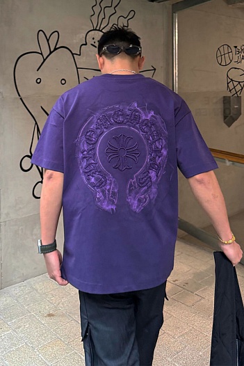 Фиолетовая оверсайз футболка Chrome Hearts Premium   