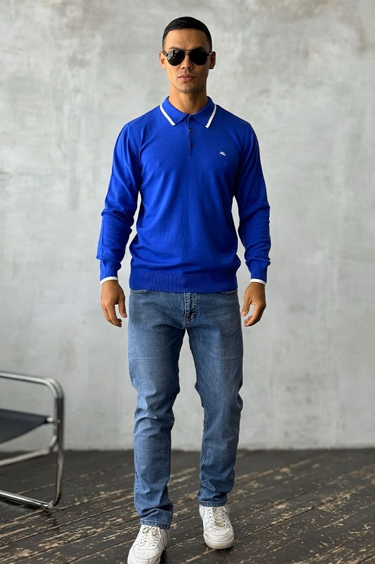 Поло с длинным рукавом Etro Pegaso logo - Blue