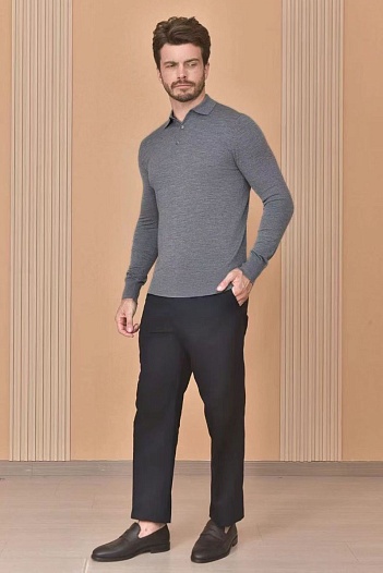 Поло с длинным рукавом Loro Piana Premium - Light Flower Gray   