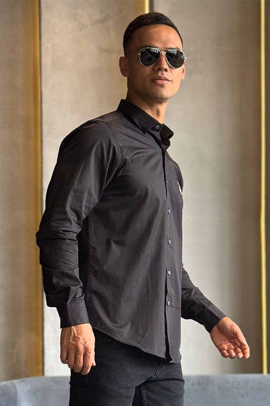 Классическая рубашка Moschino Teddy Bear embroidered logo - Black