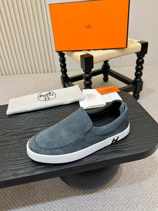 Мужские замшевые слипоны Hermes Kiddy - Grey