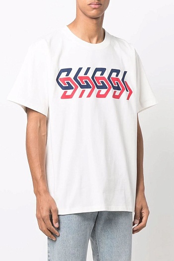 Белая оверсайз футболка Gucci mirror-logo   