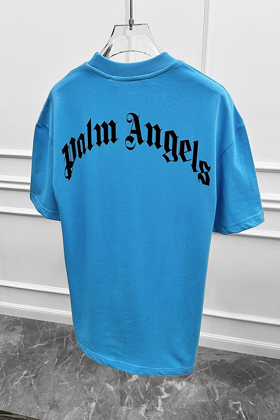 Голубая оверсайз футболка Palm Angels Leopard Bear