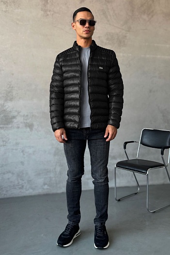 Мужская чёрная куртка Lacoste logo-patch   