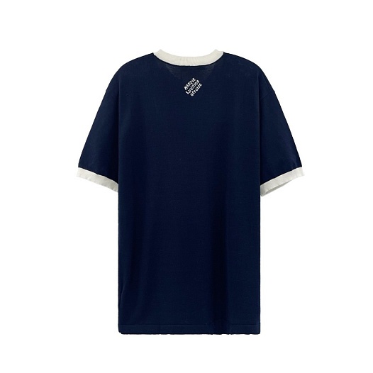 Мужская тёмно-синяя футболка Louis Vuitton Premium Intarsia floral   