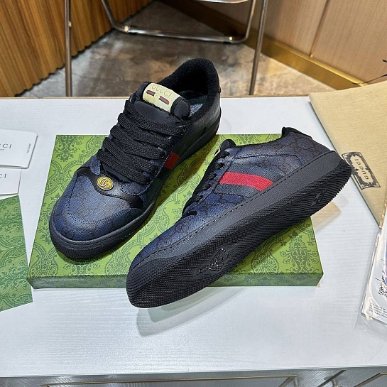Кожаные кроссовки Gucci GG Screener - Navy