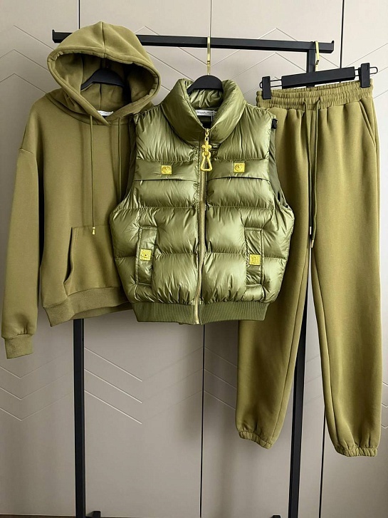 Женский костюм тройка на флисе Schiaparelli Premium - Green