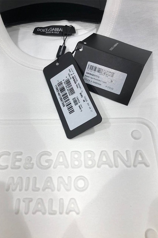 Белая футболка Dolce&Gabbana Milano Italia logo-embossed