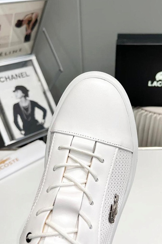 Кожаные кроссовки Lacoste logo-plaque - White