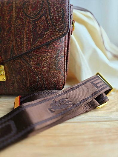 Кожаная сумка Etro с узором пейсли 21x12 см   