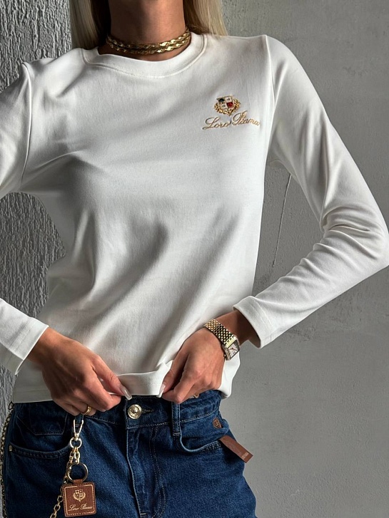 Белый женский лонгслив Loro Piana premium