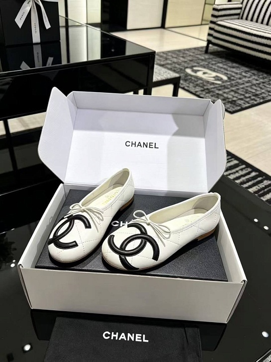 Женские кожаные балетки Chanel Ballerines premium
