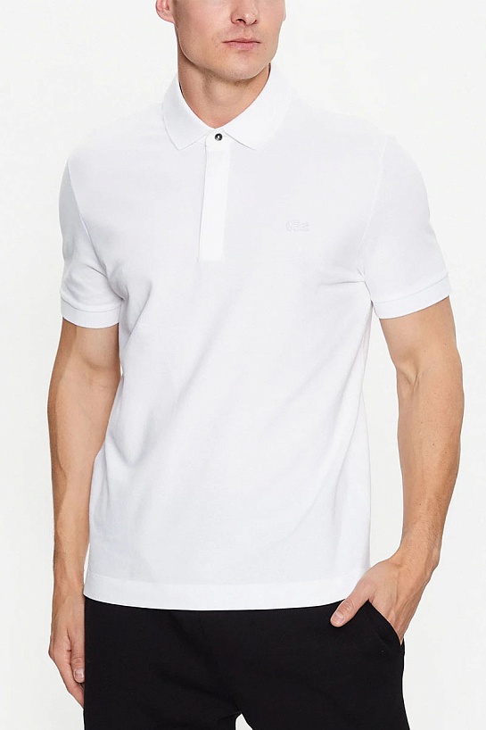 Мужское поло Lacoste белого цвета