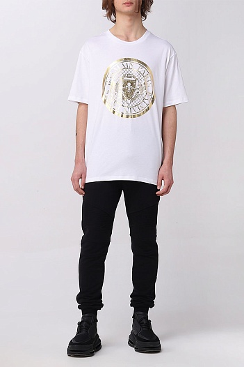 Футболка белого цвета Balmain metallic coin   