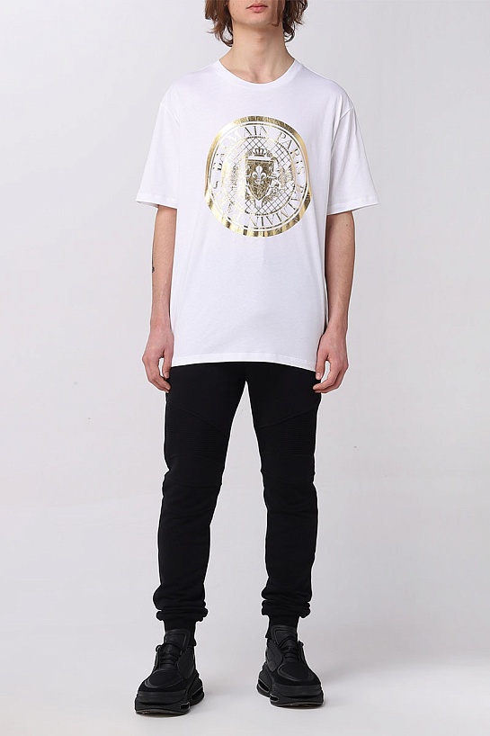 Футболка белого цвета Balmain metallic coin