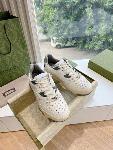 Женские кроссовки Gucci Premium - White / Green   