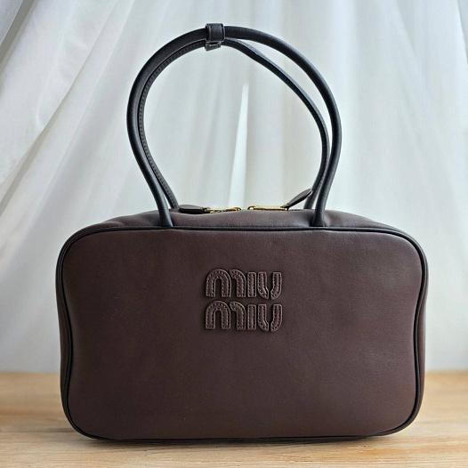 Кожаная сумка тоут MIU MIU Beau 36x21 см - Brown   