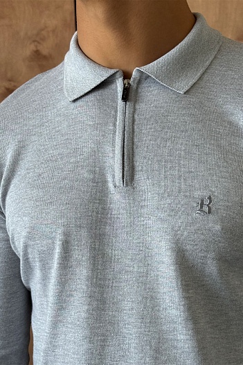 Поло с длинным рукавом Brioni zip-neck - Grey   