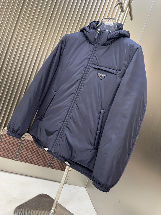 Мужской пуховик Prada logo-plaque - Navy