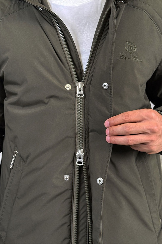 Парка цвета хаки Loro Piana logo-patch