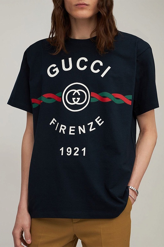 Чёрная оверсайз футболка Gucci Firenze 1921
