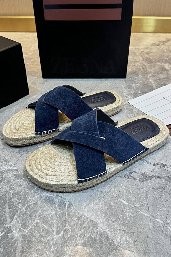 Мужские шлёпанцы Ermenegildo Zegna suede - Navy   