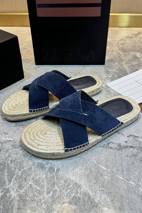 Мужские шлёпанцы Ermenegildo Zegna suede - Navy