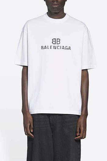 Белая оверсайз футболка Balenciaga Pixel   