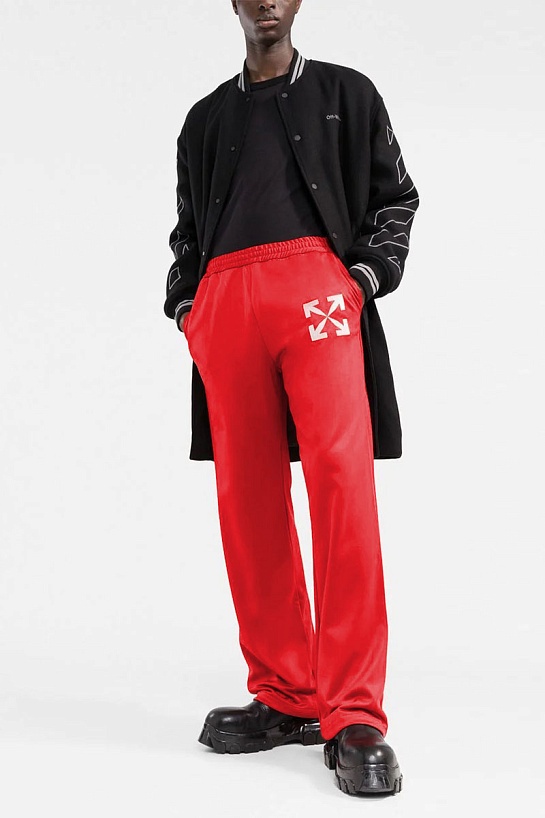 Мужские красные штаны Off-White Arrow logo-print