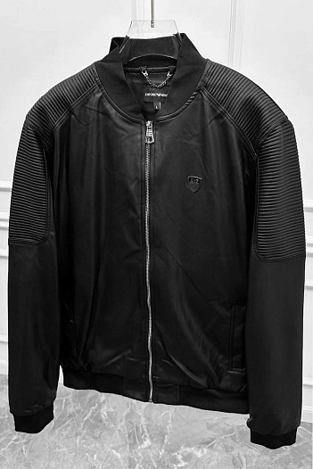 Кожаная куртка чёрного цвета Emporio Armani 7   
