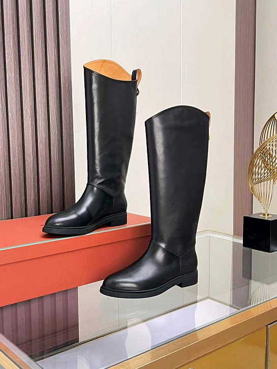 Женские кожаные сапоги Loro Piana premium - Black