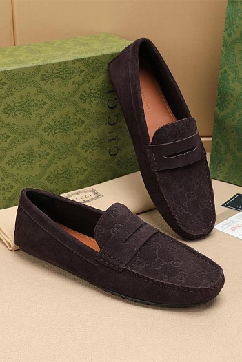 Мужские замшевые мокасины Gucci GG monogram   