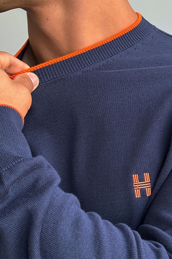 Мужской джемпер Hermes H embroidered - Navy   