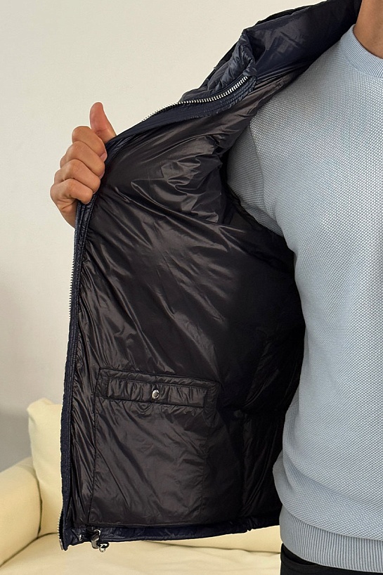 Мужской пуховик Prada logo-plaque - Blue