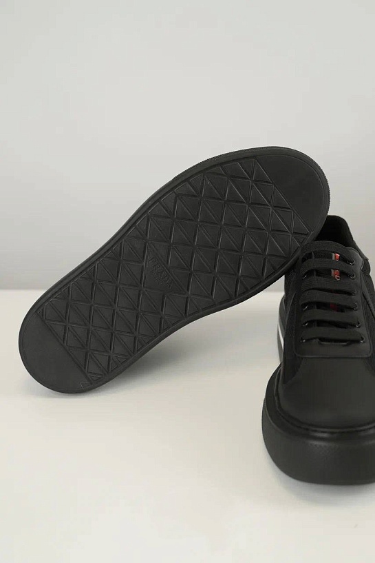 Комбинированные кроссовки Prada logo-stripe - Black