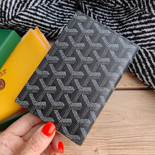 Кожаная обложка на паспорт Goyard - Brown 10х14 см   