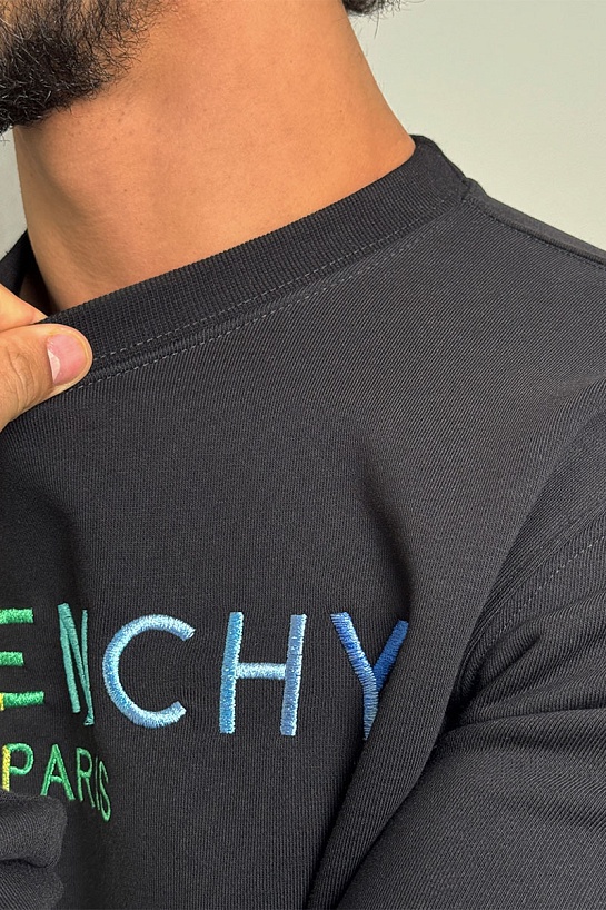 Мужской чёрный свитшот Givenchy Paris logo-embroidered