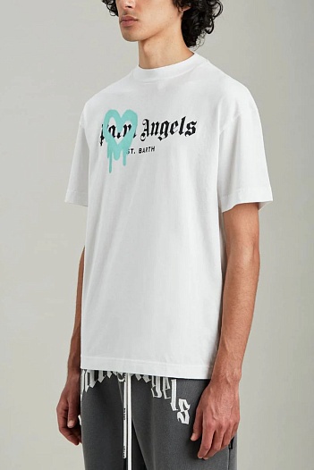 Мужская футболка Palm Angels Heart Sprayed St. Barth - White   