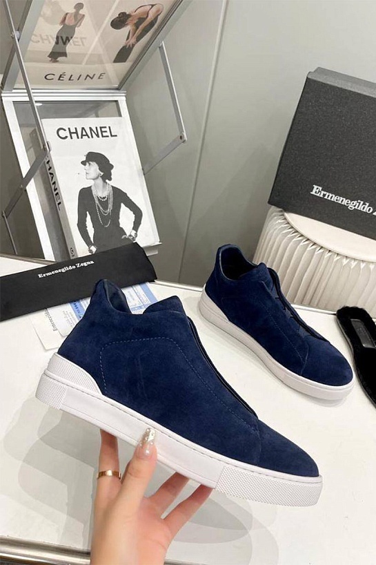 Кроссовки с мехом Ermenegildo Zegna Triple Stitch - Navy