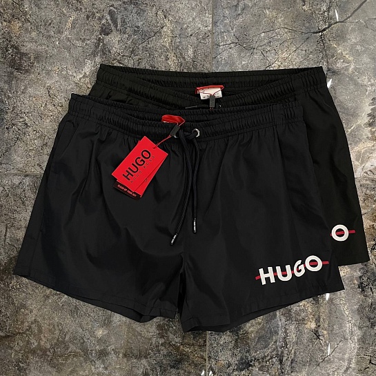 Мужские чёрные шорты Hugo Boss logo-print