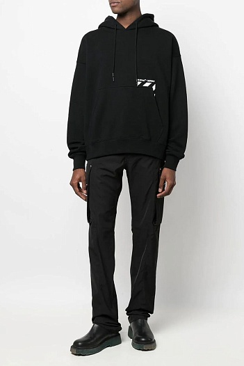 Чёрное худи Off-White logo-print drawstring   