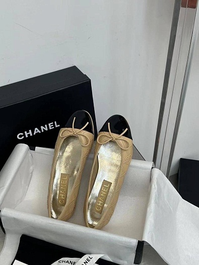 Женские кожаные балетки Chanel premium   