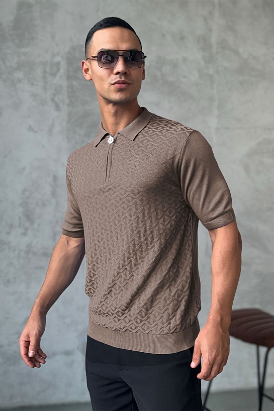 Мужское поло Stefano Ricci бежевого цвета