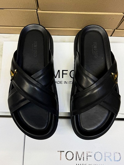 Кожаные шлёпанцы Tom Ford Preston - Black   