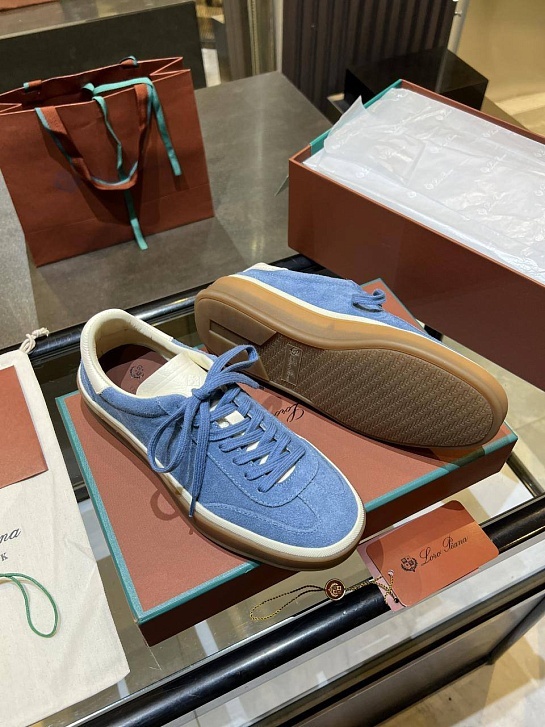 Женские замшевые кроссовки Loro Piana Premium - Blue