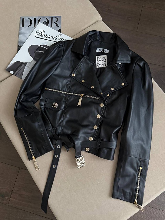 Женская кожаная куртка Loewe premium - Black